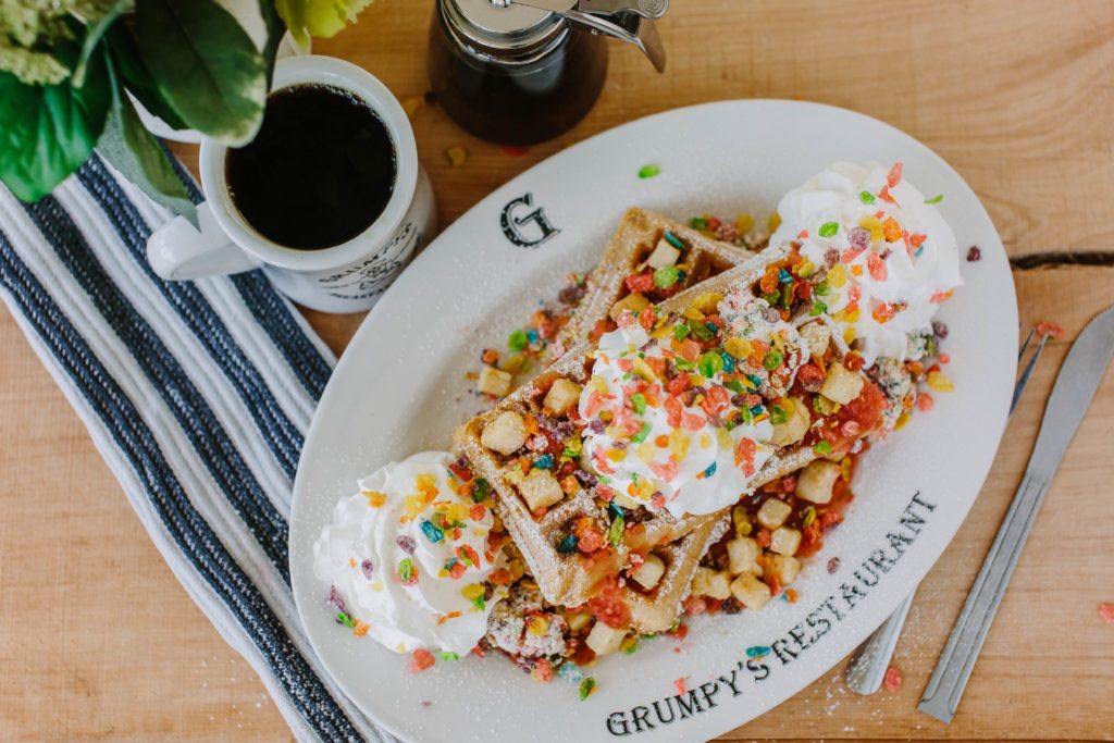 Grumpy's Restaurant fruity pebble waffle