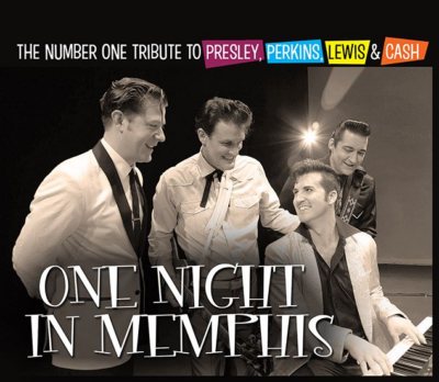 Four men posing for photo with event title.