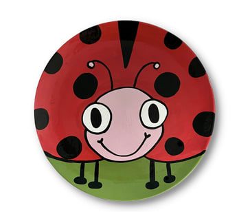 Photo of a hand painted ladybug plate.