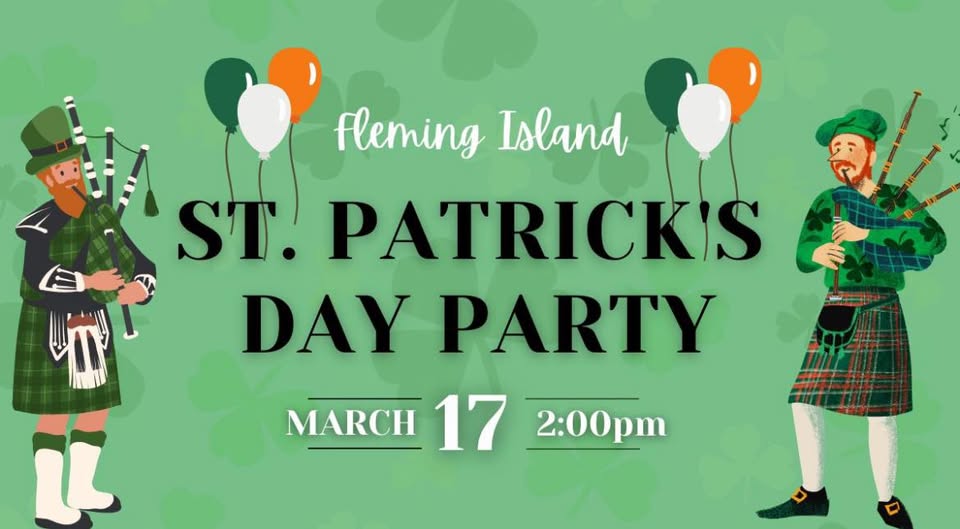 Illustration of two men in quilts playing the bagpipes.