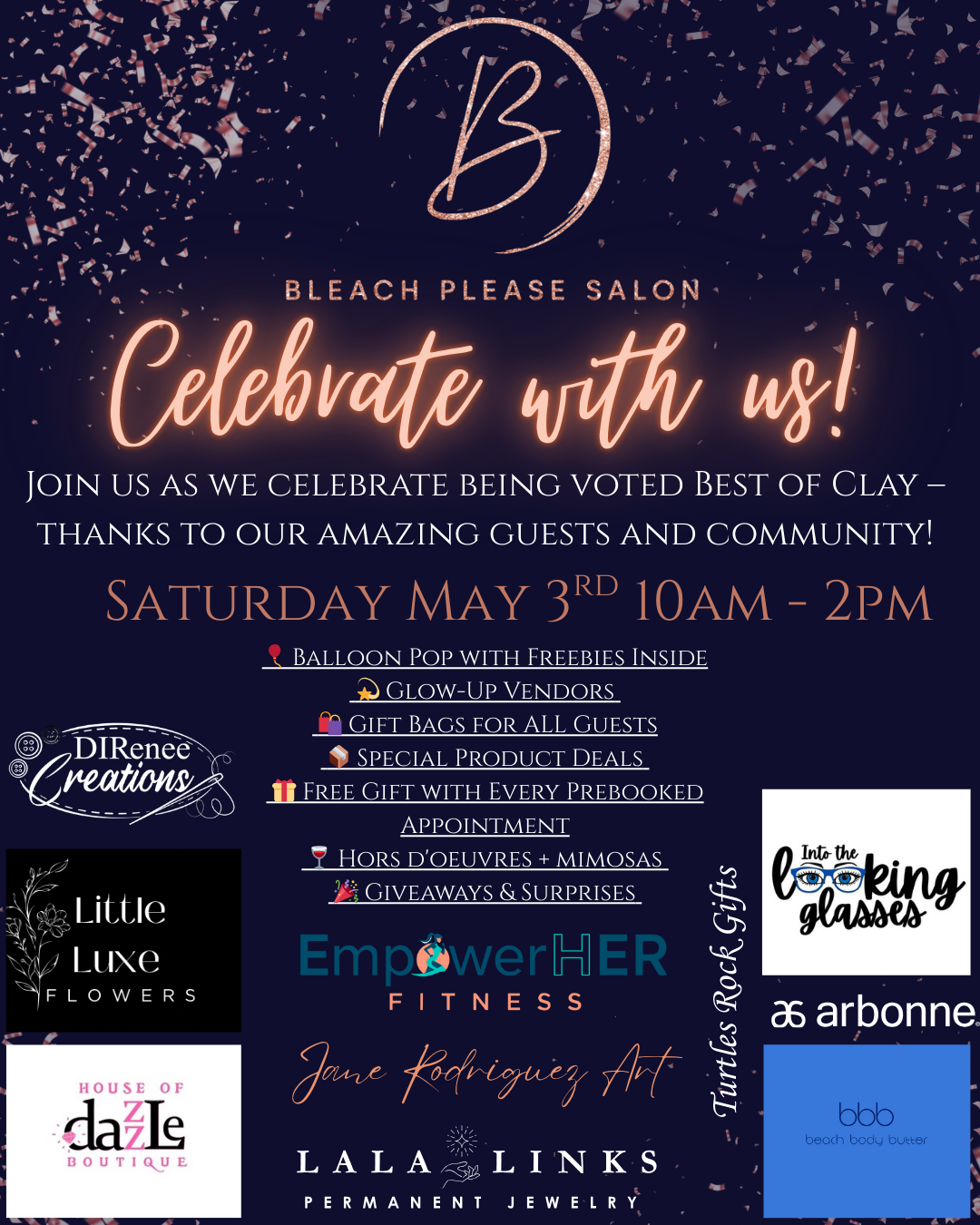 Event flyer on black background and glowing letters.