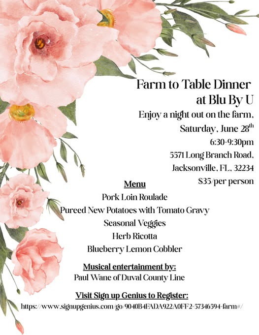 Event flyer with pink roses.