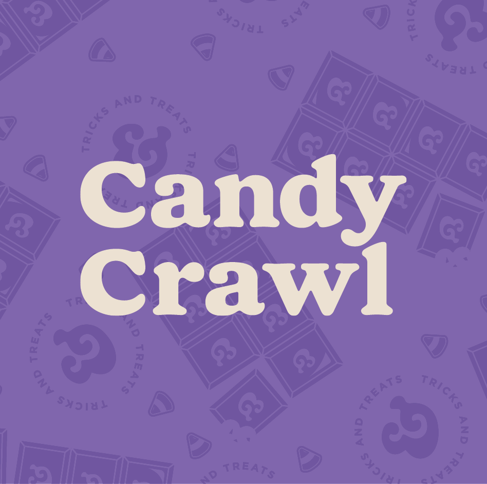 Purple background with Candy Crawl in white letters.