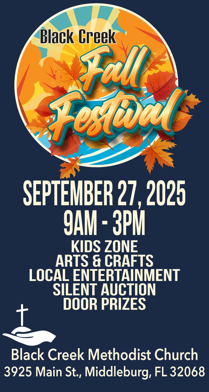 Event flyer with information on a navy blue background.