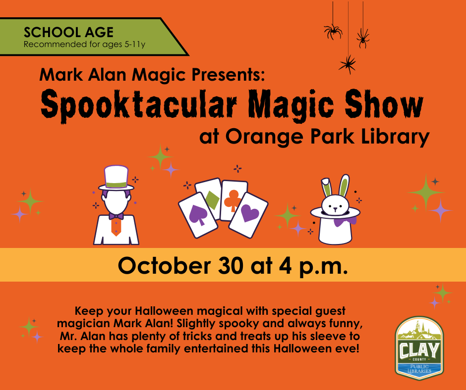 Event flyer on an orange background.